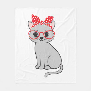 Schattigee poes met hoofddoek en bril fleece deken