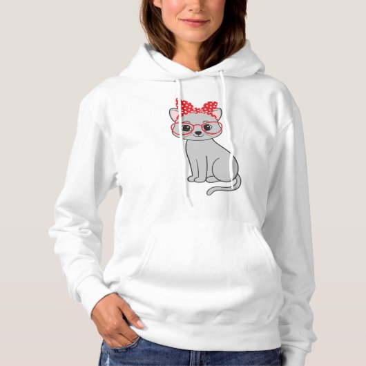 Schattigee poes met hoofddoek en bril hoodie (Voorkant)