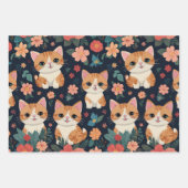 Schattigee poes met kleurrijke bloemmotief inpakpapier vel (Voorkant 2)