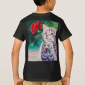 Schattigee poes met rode bloem t-shirt (Achterkant)