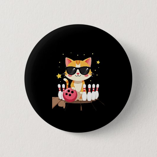 Schattigee poes met zonnebril poes die bowling voo ronde button 5,7 cm (Voorkant)
