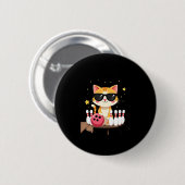 Schattigee poes met zonnebril poes die bowling voo ronde button 5,7 cm (Voorkant /achterkant)