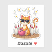 Schattigee poes met zonnebril poes die bowling voo sticker (Vel)