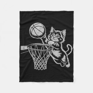 Schattigee poes spelen basketbal Mannen vrouwen Ki Fleece Deken