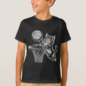 Schattigee poes spelen basketbal Mannen vrouwen Ki T-shirt (Voorkant)