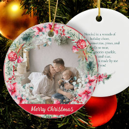 Schattigee Poëzie Poinsettia Rode Groene Krans Ker Keramisch Ornament