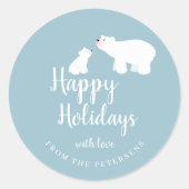 Schattigee polaire beer Prettige feestdagen stoffi Ronde Sticker (Voorkant)