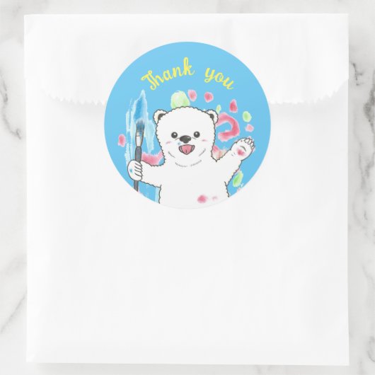 Schattigee Polar beer Artist Dank u Blauwe Sticker (Tas)