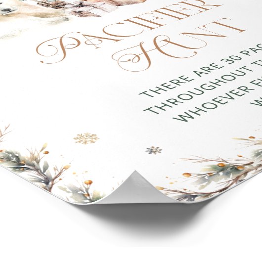 Schattigee Polar Beer Baby shower Pacifier Hunt Ga Poster (Hoek)