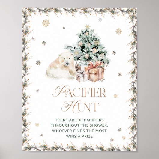 Schattigee Polar Beer Baby shower Pacifier Hunt Ga Poster (Voorkant)