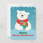 Schattigee Polar Beer Cadeaus & Speelse Boodschap  Feestdagenkaart (Voorkant)