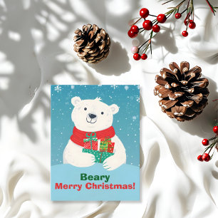 Schattigee Polar Beer Cadeaus & Speelse Boodschap Feestdagenkaart