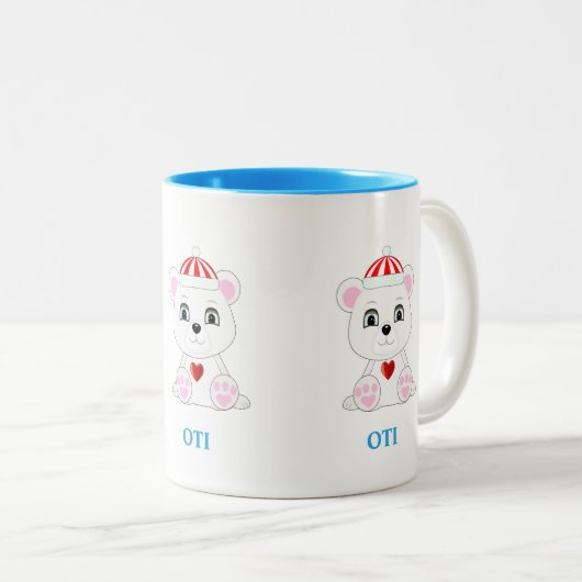 Schattigee Polar Beer Cartoon Tweekleurige Koffiemok (Voorkant rechts)