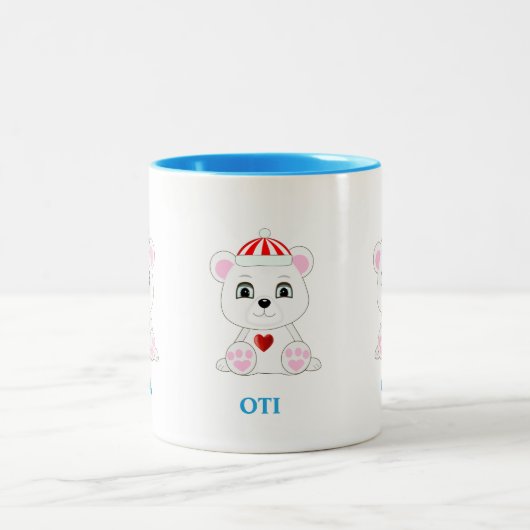 Schattigee Polar Beer Cartoon Tweekleurige Koffiemok (Center)