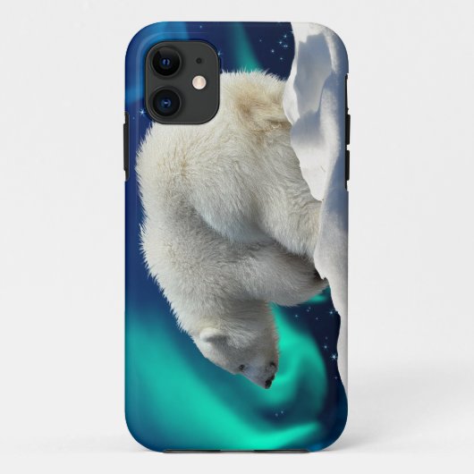 Schattigee Polar Beer Cub & Aurora iPhone 5 Hoesje (Achterkant)