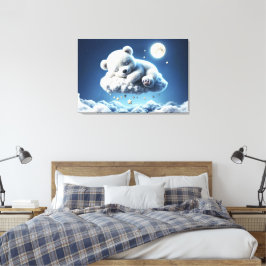 Schattigee Polar beer cub beauty pluizige wolken Canvas Afdruk