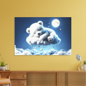 Schattigee Polar beer cub beauty pluizige wolken Canvas Afdruk (Insitu (Woonkamer))