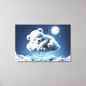 Schattigee Polar beer cub beauty pluizige wolken Canvas Afdruk (Voorkant)