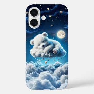 Schattigee Polar beer cub beauty pluizige wolken iPhone 16 Hoesje