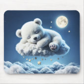 Schattigee Polar beer cub beauty pluizige wolken Muismat (Voorkant)