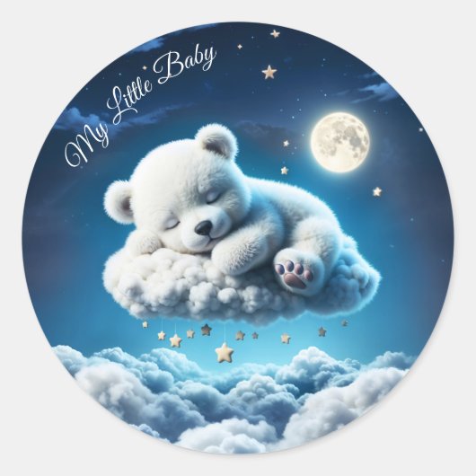 Schattigee Polar beer cub beauty pluizige wolken Ronde Sticker (Voorkant)