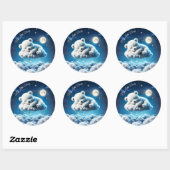 Schattigee Polar beer cub beauty pluizige wolken Ronde Sticker (Vel)