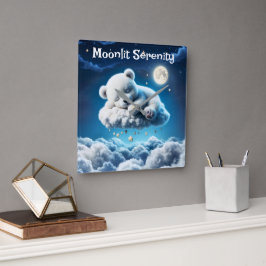 Schattigee Polar beer cub beauty pluizige wolken Vierkante Klok