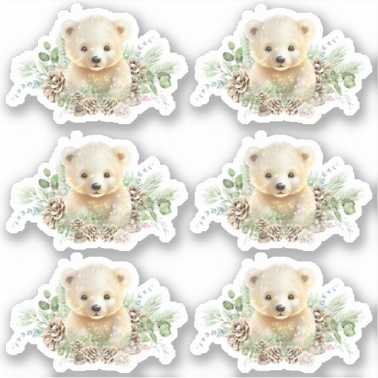 Schattigee Polar Beer Cub Custom-Cut Vinyl Sticker (Voorkant)