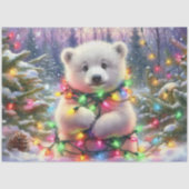 Schattigee Polar Beer Cub in kerstverlichting Deco Tissuepapier (Voorkant)