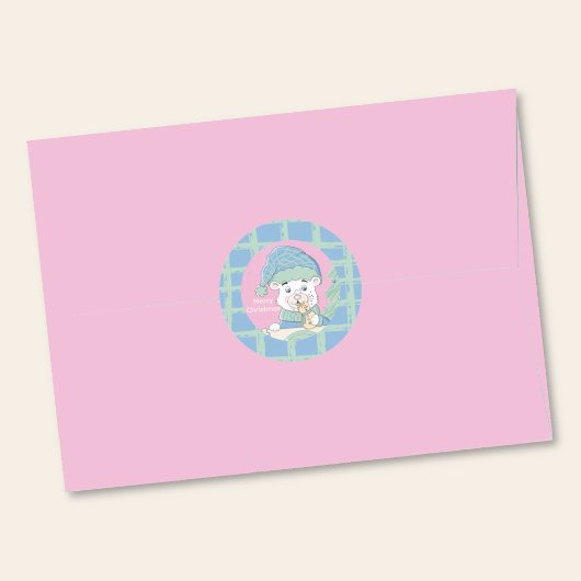 Schattigee Polar Beer Cub met Cookie Kerst sticker