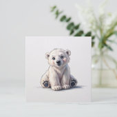 Schattigee Polar Beer Cub Waterverf Kaart (Staand voorkant)