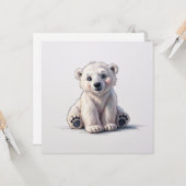 Schattigee Polar Beer Cub Waterverf Kaart (Voorkant / Achterkant in situ)