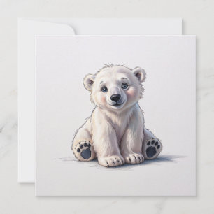 Schattigee Polar Beer Cub Waterverf Kaart