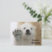 Schattigee Polar Beer Cub Waving Feestdagenkaart (Staand voorkant)