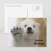 Schattigee Polar Beer Cub Waving Feestdagenkaart (Voorkant / Achterkant)