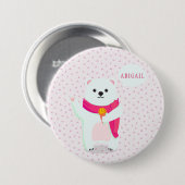 Schattigee Polar Beer gepersonaliseerde Button (Voorkant /achterkant)