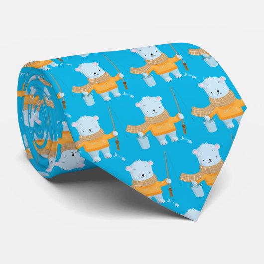 Schattigee Polar Beer Pattern Stropdas (Opgerold)