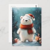 Schattigee Polar Beer Santa Hat en Scarf Art Briefkaart (Voorkant / Achterkant)