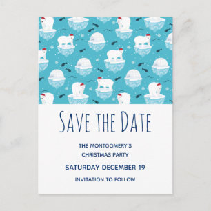 Schattigee Polar beren in Santa Hats Save the Date Uitnodiging Briefkaart
