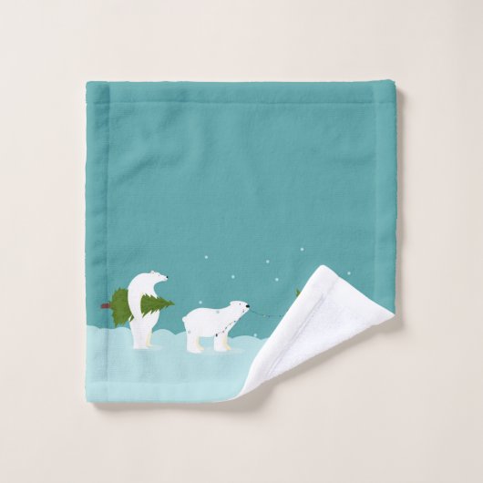 Schattigee Polar Beren met een kerstboom Bad Handdoek (Wasdoekje)