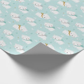 Schattigee Polar Beren met sjaals op lichtblauw Cadeaupapier (Hoek)
