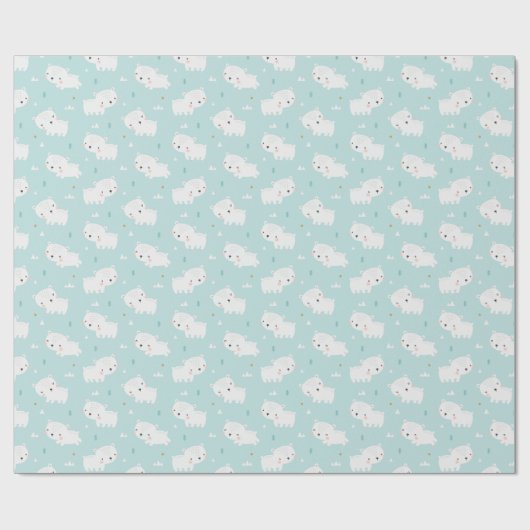 Schattigee Polar Beren op lichtblauw Cadeaupapier (Vlak)