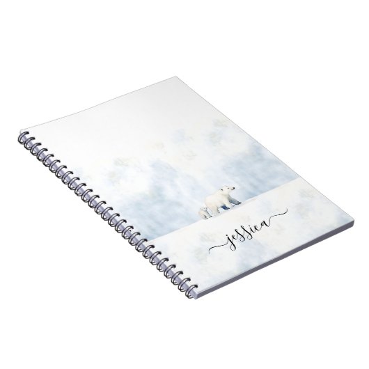 Schattigee Polar beren scriptnaam Notitieboek (Rechterzijde)