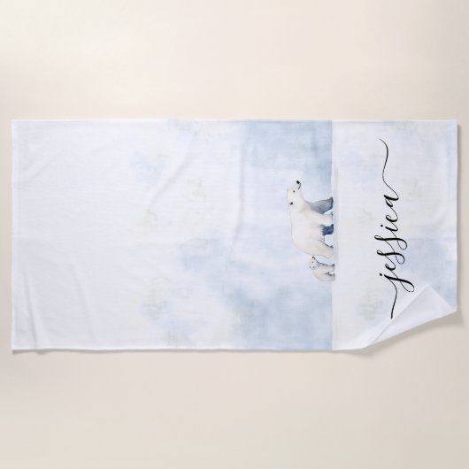 Schattigee Polar beren scriptnaam Strandlaken (Voorkant)