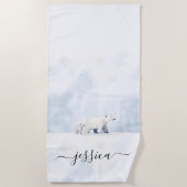 Schattigee Polar beren scriptnaam Strandlaken (Voorkant)