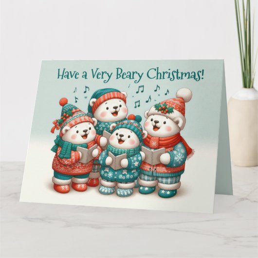 Schattigee Polar Beren Sing Have a Very Beary Chri Kaart (Voorkant)