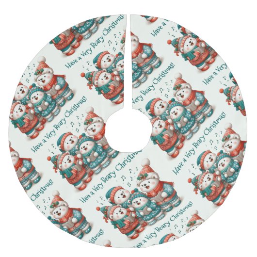Schattigee Polar Beren Sing Have a Very Beary Chri Kerstboom Rok (Voorkant)