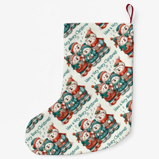 Schattigee Polar Beren Sing Have a Very Beary Chri Kleine Kerstsok (Achterkant)