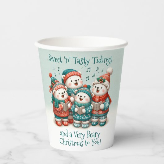 Schattigee Polar Beren Sing Have a Very Beary Chri Papieren Bekers (Voorkant)