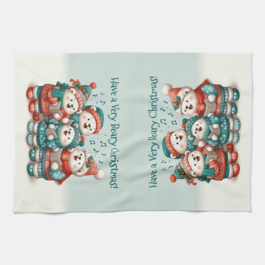 Schattigee Polar Beren Sing Have a Very Beary Chri Theedoek (Horizontaal)